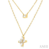 1/3 Ctw Baguette and Round Cut Diamond Layered Necklace in 14K Yellow Gold